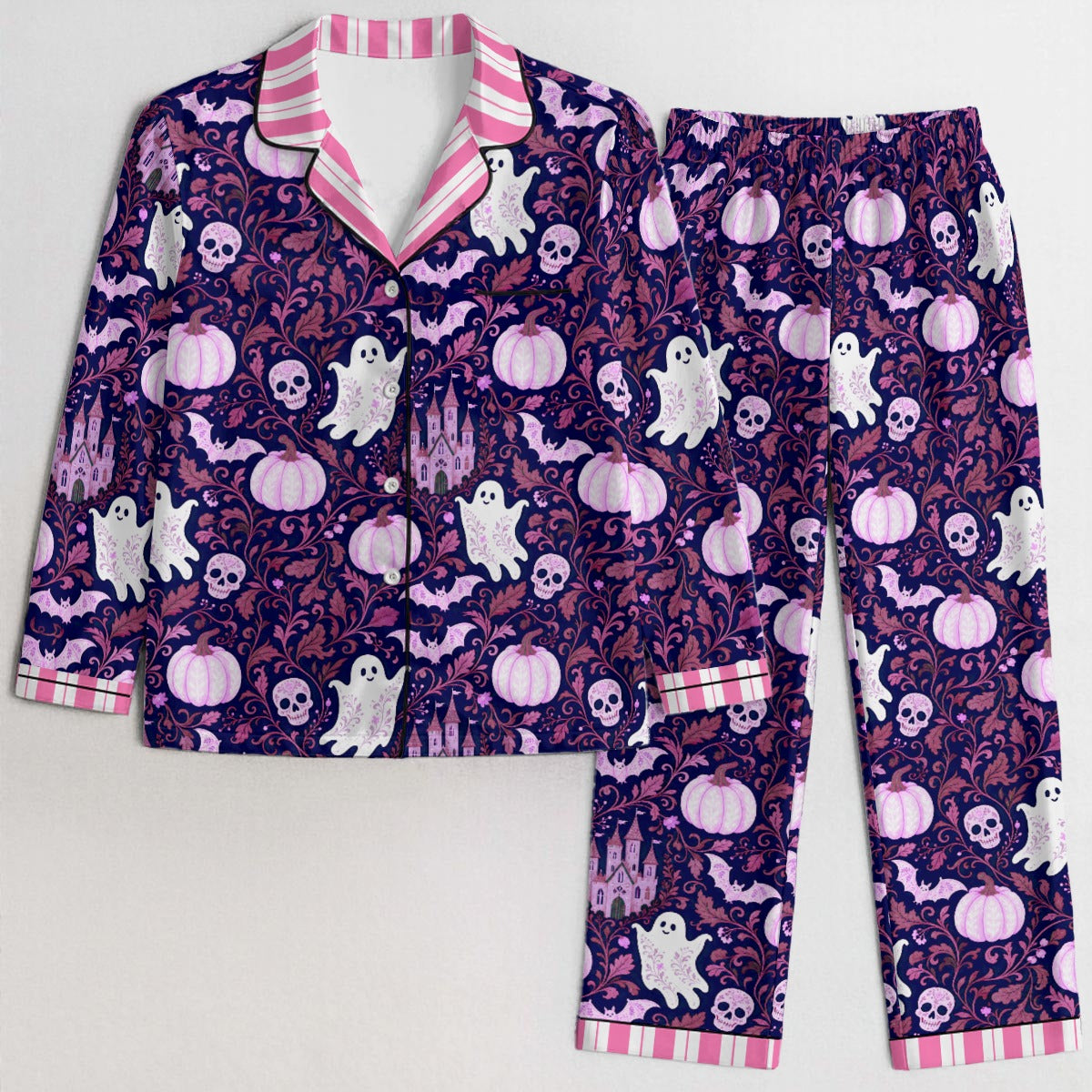 Midnight Stripe Satin Pajama Set
