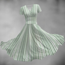 Evergreen Stripe V-Neck Midi Dress