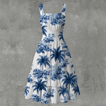 Blue Garden Ruffle-Hem Dress